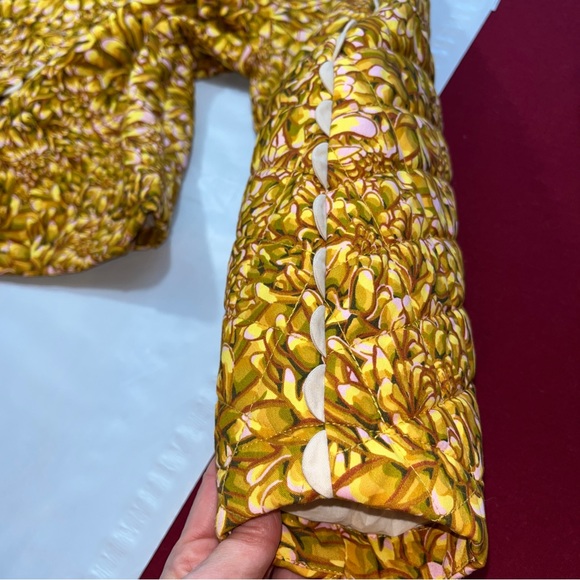 KIKA Vargas CROP JACKET NEW Mum Floral Quilted Jacket GOLD Yellow tan Button Up - Picture 10 of 16